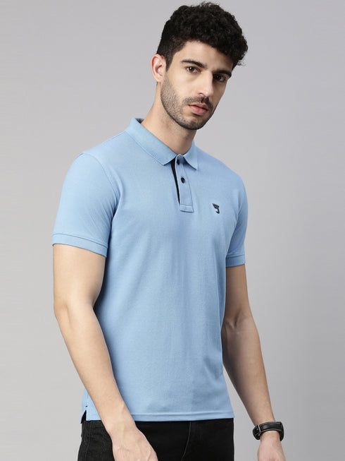 Sky Blue Solid Polo T-Shirt